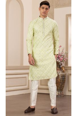 Green Art Silk Kurta Pajama (NMK-8380)