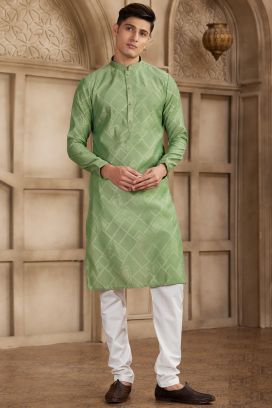 Green Art Silk Kurta Pajama (NMK-8572)