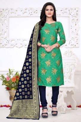 Green Banarasi Silk Salwar Suit (NWS-6367)