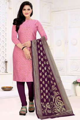 Light Pink Banarasi Silk Salwar Suit (NWS-6430)
