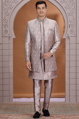 Light Purple Art Silk 3 piece Indo Western (NMK-8634)