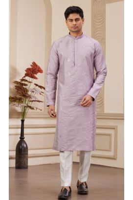 Light Purple Art Silk Kurta Pajama (NMK-8373)