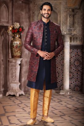 Maroon Art Silk Indo Western (NMK-6854)