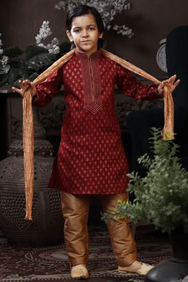 Maroon Cotton Boys Kurta Pajama (NKK-759)