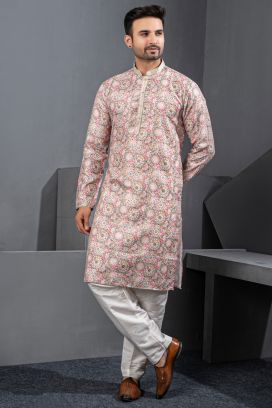 Multicoloured Printed Mens Kurta Pajama (NMK-8779)