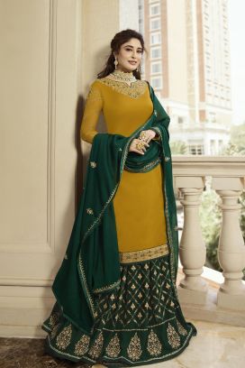 Mustard Satin Georgette Salwar Suit (NWS-6994)