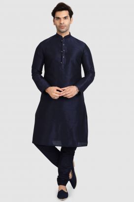 Navy Blue Art Silk Kurta Pajama (NMK-5919)