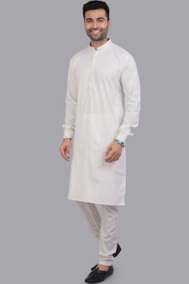 Off White Art Silk Mens Kurta (NMK-7504)