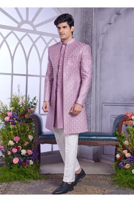 Onion Pink Art Silk 2 Pcs Jacket Set (NMK-8317)