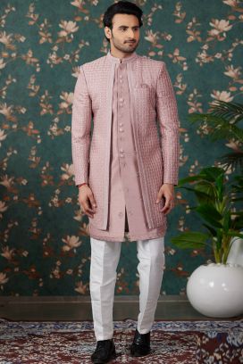 Onion Pink Art Silk Indo Western (NMK-8243)