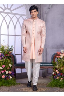 Peach Art Silk 2 Pcs Jacket Set (NMK-8323)
