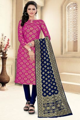 Pink Banarasi Silk Salwar Suit (NWS-6395)