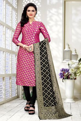 Pink Banarasi Silk Salwar Suit (NWS-6401)