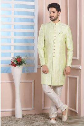 Pista Green Art Silk Indo Western (NMK-6198)