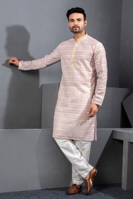 Printed Cotton Silk Kurta For Men (NMK-8778)