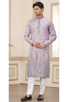 Purple Art Silk Kurta Pajama (NMK-8385)