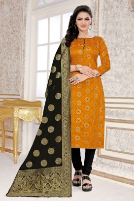 Yellow Banarasi Silk Salwar Kameez (NWS-6388)