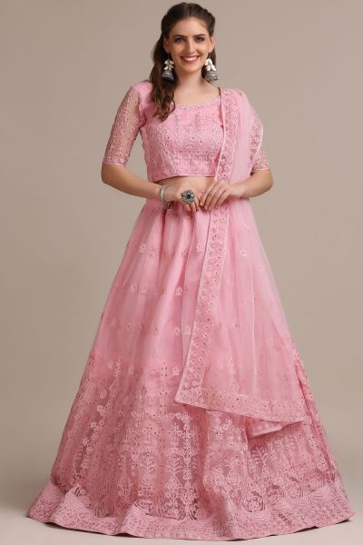 Baby Pink Net Womens Lehenga Choli (NWG-1147)