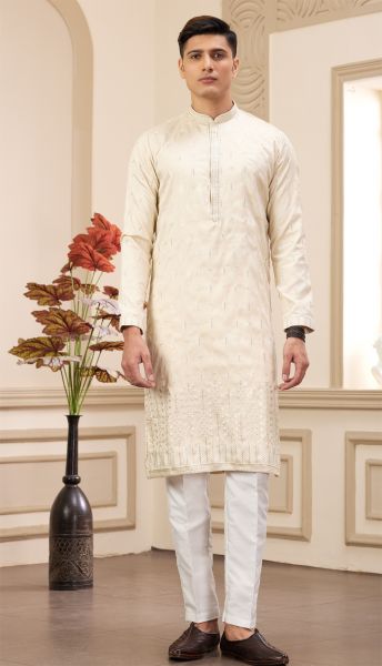Beige Art Silk Kurta Pajama (NMK-8382)