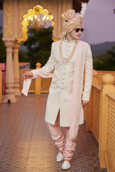 Beige Art Silk Sherwani (NMK-8193)