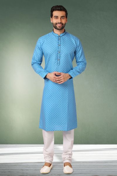 Blue Cotton Kurta Pajama (NMK-5756)