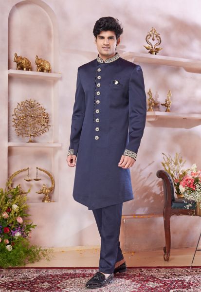 Blue Imported Sherwani (NMK-8312)