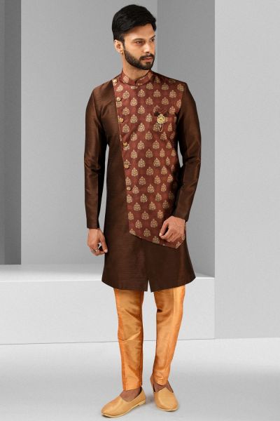 Brown Art Silk Indo Western (NMK-5815)