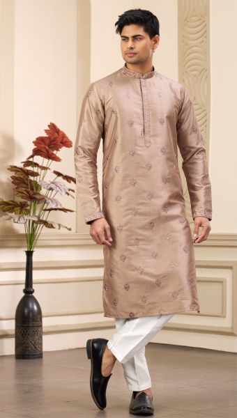 Brown Art Silk Mens Kurta Pajama (NMK-8375)