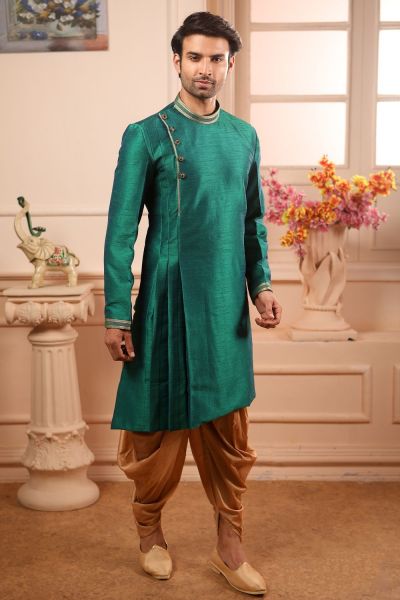 Green Art Banarasi Silk Kurta Pajama (NMK-4472)