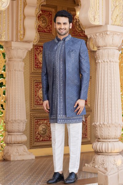 Grey Art Silk Indo Western (NMK-8209)