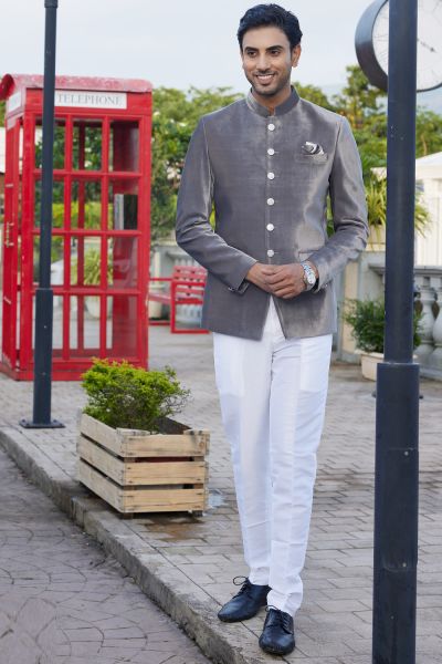 Grey Velvet Jodhpuri (NMK-8225)