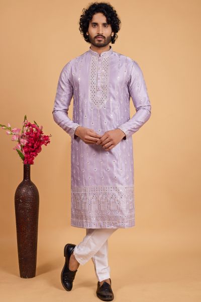 Lavender Art Banarasi Silk Kurta Pajama (NMK-8701) Lavender Art Banarasi Silk Kurta Pajama (NMK-8701)