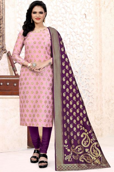 Light Pink Banarasi Silk Salwar Suit (NWS-6408)