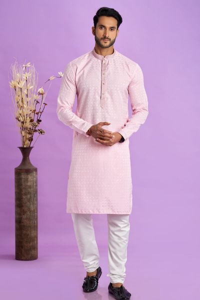 Light Purple Jaquard Silk Kurta Pajama (NMK-7565)
