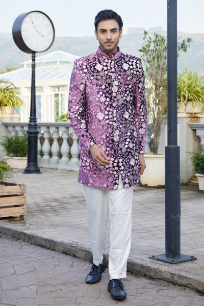 Magenta Velvet Indo Western (NMK-8213)