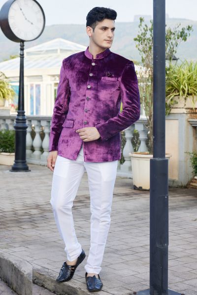 Magenta Velvet Jodhpuri (NMK-8229)