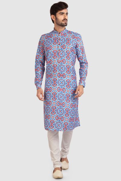 Multicoloured Cotton Printed Kurta Pajama (NMK-5721)