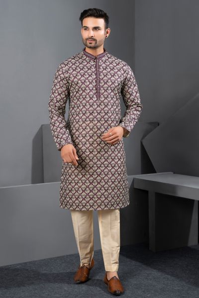 Multicoloured Printed Cotton Silk Kurta Pajama (NMK-8737) Multicoloured Printed Cotton Silk Kurta Pajama (NMK-8737)