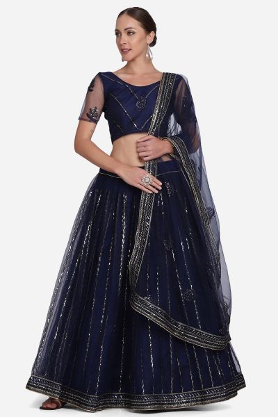 Navy Blue Net Lehenga Choli (NWG-1126)