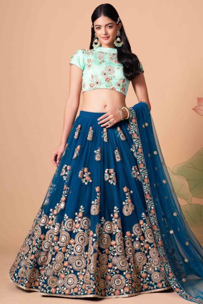 Net Dove Blue Lehenga (NWG-1276)