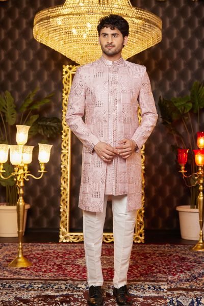 Onion Pink Art Silk Indo Western (NMK-8251)