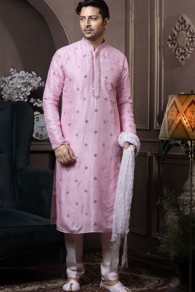 Pink Silk Kurta Pajama (NMK-6034)