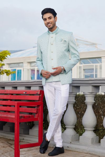 Pista Green Art Silk Jodhpuri (NMK-8216)