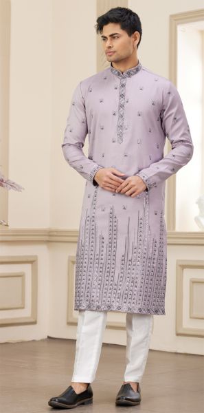 Purple Art Silk Kurta Pajama (NMK-8385)