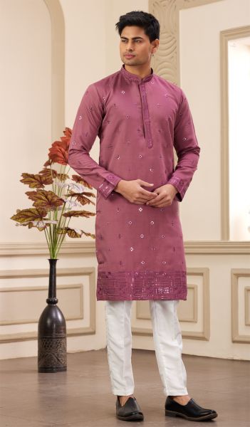 Wine Art Silk Kurta Pajama (NMK-8371)