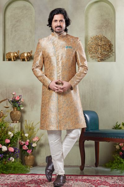 Yellow Art Silk Indo Western (NMK-8423)