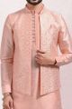 Art Silk Peach colored Nehru Jacket (NMK-6574)