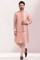 Art Silk Peach colored Nehru Jacket (NMK-6574)