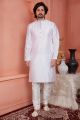 Baby Pink Jaquard Silk Brocade Kurta Pajama (NMK-8163)
