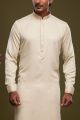 Beige Art Banarasi Silk Mens Kurta Pajama (NMK-7076)